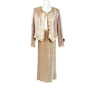 Vintage‎ JEANNE MARC Collection 2PC Ensemble Skirt Jacket Set Suit L 16 18
